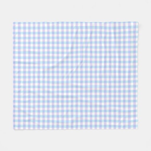 Pastel Paars Gingham Fleece Deken (Voorkant (Horizontaal))