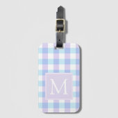 Pastel Paars Gingham Monogram Bagagelabel (Voorkant (verticaal))