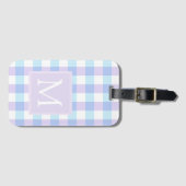 Pastel Paars Gingham Monogram Bagagelabel (Voorkant (horizontaal))