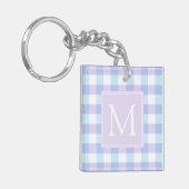 Pastel Paars Gingham Monogram Sleutelhanger (Voorkant Links)