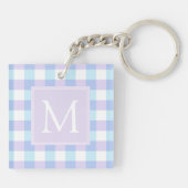 Pastel Paars Gingham Monogram Sleutelhanger (Achterkant)