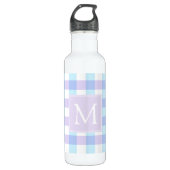 Pastel Paars Gingham Monogram Waterfles (Voorkant)