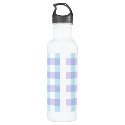 Pastel Paars Gingham Monogram Waterfles (Achterkant)