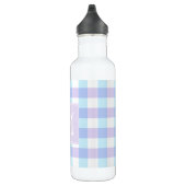 Pastel Paars Gingham Monogram Waterfles (Rechts)