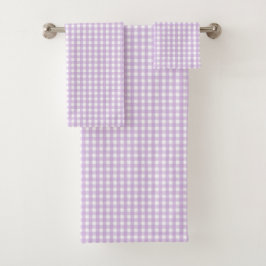 Pastel Paars Gingham Pattern Bad Handdoek