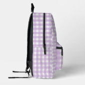 Pastel Paars Gingham Pattern Bedrukte Rugzak (Links)