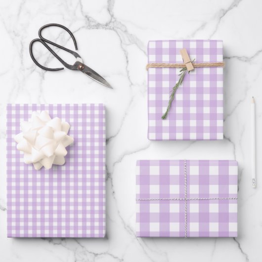 Pastel Paars Gingham Pattern Inpakpapier Vel (Voorkant)