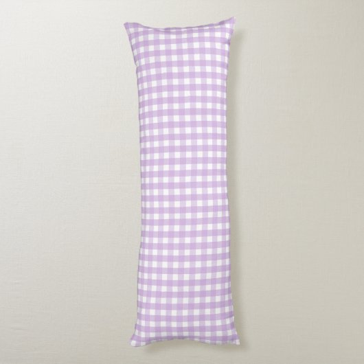 Pastel Paars Gingham Pattern Lichaamskussen (Achterkant (Verticaal))