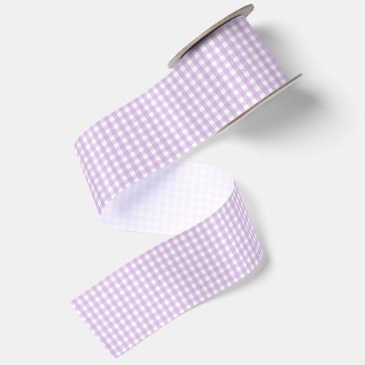 Pastel Paars Gingham Pattern Satijnen Lint (Achterkant)