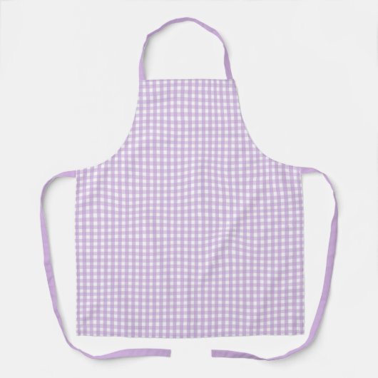 Pastel Paars Gingham Pattern Schort (Voorkant)