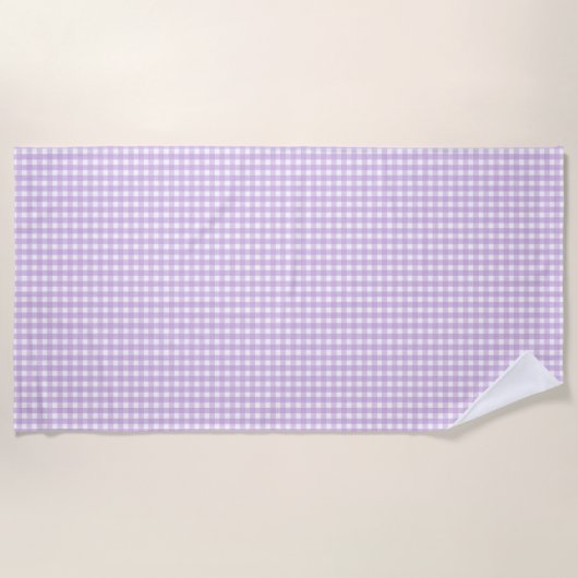 Pastel Paars Gingham Pattern Strandlaken (Voorkant)