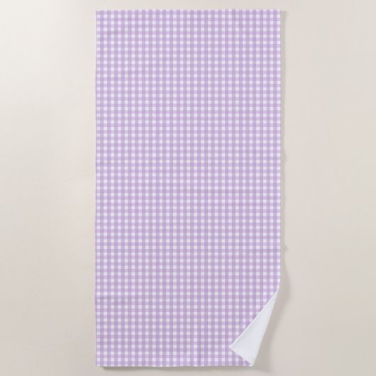 Pastel Paars Gingham Pattern Strandlaken (Voorkant)