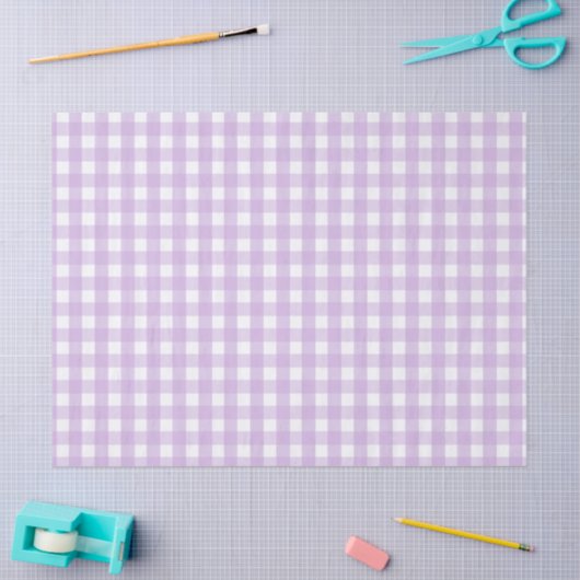 Pastel Paars Gingham Pattern Tissuepapier (Craft)