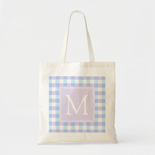 Pastel Paars Gingham Tote Bag (Voorkant)