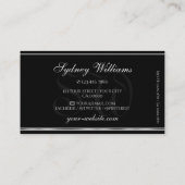 Pastel Paars Glitter Monogram Black Silver Lila Visitekaartje (Achterkant)