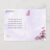 Pastel Paars Gold Floral Princess Quinceañera Uitnodiging Briefkaart (Achterkant)