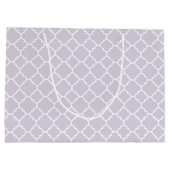 Pastel Paars grijs Quatrefoil Patroon Aangepaste n Large Cadeautasje (Achterkant)