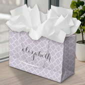 Pastel Paars grijs Quatrefoil Patroon Aangepaste n Large Cadeautasje