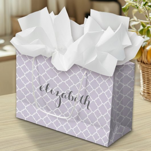 Pastel Paars grijs Quatrefoil Patroon Aangepaste n Large Cadeautasje