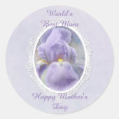 Pastel Paars Iris Moederdag Sticker (Voorkant)