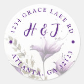 Pastel Paars Modern Boho Wedding Return Address Ronde Sticker (Voorkant)