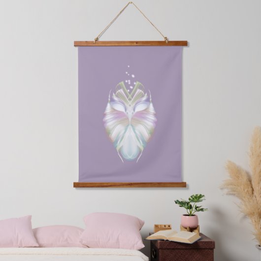 Pastel Paars Oracle Owl Patroon Hangend Wandkleed (Slaapkamer)