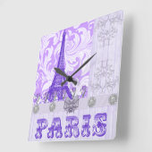 Pastel Paars Paris Square Wall klok (Hoek)