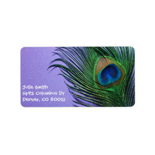 Pastel Paars Peacock Feather nog LIfe Etiket