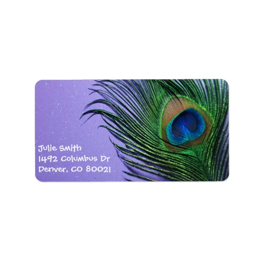 Pastel Paars Peacock Feather nog LIfe Etiket (Voorkant)