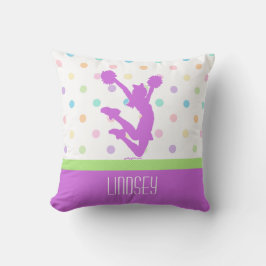 Pastel Paars Polka-Dot Cheer/Pom met monogram Kussen