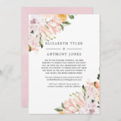 Pastel Paars & Roze Bloemstuk Verkleinde Trouwfees Aankondiging (Voorkant / Achterkant)