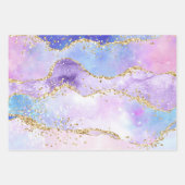 Pastel Paars, roze en goudglittergewas Inpakpapier Vel (Voorkant 2)