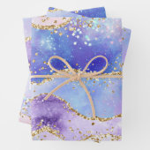 Pastel Paars, roze en goudglittergewas Inpakpapier Vel (In situ)