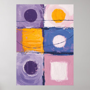 Pastel Paars Roze Geometrische Abstracte Grid Post Poster