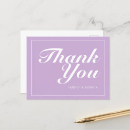 Pastel Paars & White Modern minimalist Dank u Briefkaart