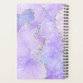 Pastel Paars & Witte Nep Zilver Glitter Agaat Planner (Achterkant)