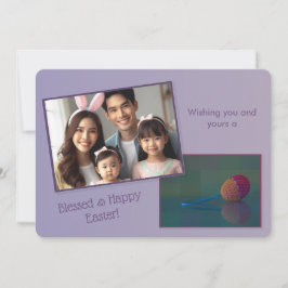 Pastel Paarse aangepaste foto gehaakte ei Pasen Ka Feestdagenkaart