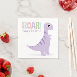 Pastel Paarse Baby Dinosaurussen Roar Verjaardagsf Servet