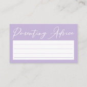 Pastel Paarse Baby shower Voorspellingen Advies Informatiekaartje (Achterkant)