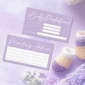 Pastel Paarse Baby shower Voorspellingen Advies Informatiekaartje