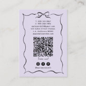 Pastel Paarse Bakkerij Cake Winkel Coquette QR Cod Visitekaartje (Achterkant)