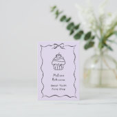 Pastel Paarse Bakkerij Cake Winkel Coquette QR Cod Visitekaartje (Staand voorkant)