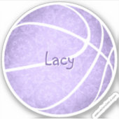  pastel paarse basketbal meisjes naam sticker (Voorkant)