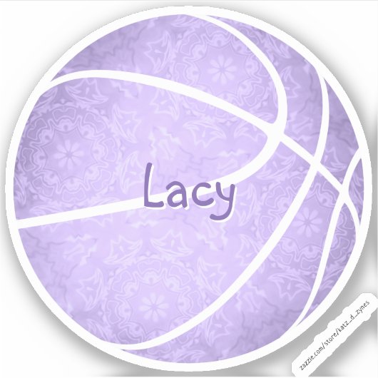  pastel paarse basketbal meisjes naam sticker (Voorkant)