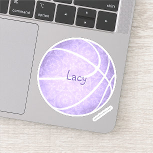 pastel paarse basketbal meisjes naam sticker