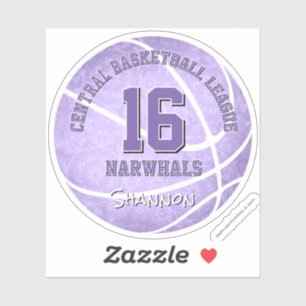  pastel paarse basketbalteam naam sticker
