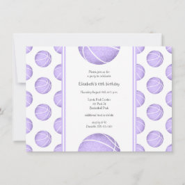 pastel paarse basketbalwedstrijd kaart