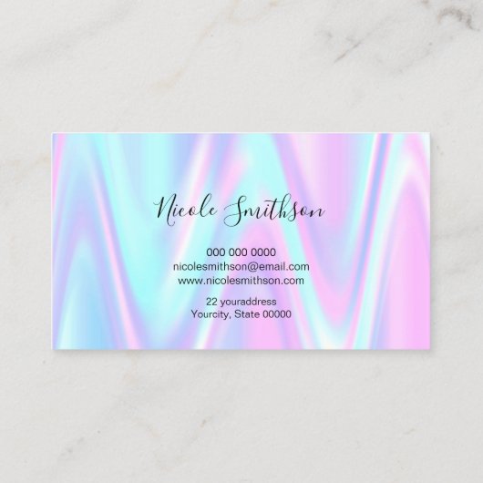 Pastel paarse blauw design visitekaartje (Achterkant)