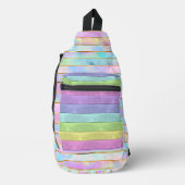 PASTEL PAARSE BLAUW GEEL GROEN ROZE STREPEN SLING BAG (Voorkant)