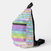PASTEL PAARSE BLAUW GEEL GROEN ROZE STREPEN SLING BAG (Rechterhoek)